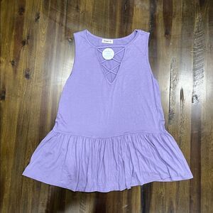 Ginger G Lavender V-neck Sleeveless Peplum Top, NWT, Women's Size Medium